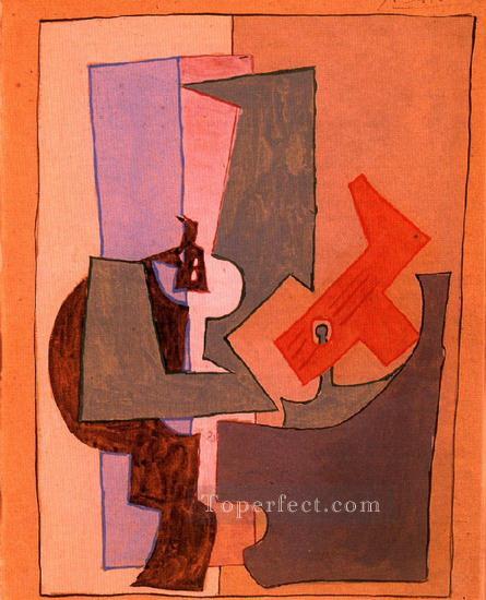 The pedestal table 1914 cubism Pablo Picasso Oil Paintings
